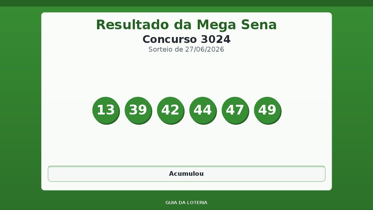 Resultado da Mega Sena concurso 3024