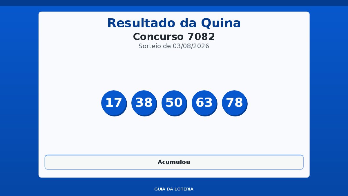 Resultado da Quina concurso 7082