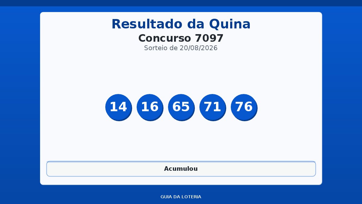Resultado da Quina concurso 7097