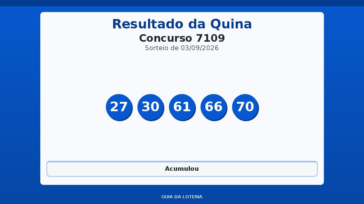 Resultado da Quina concurso 7109