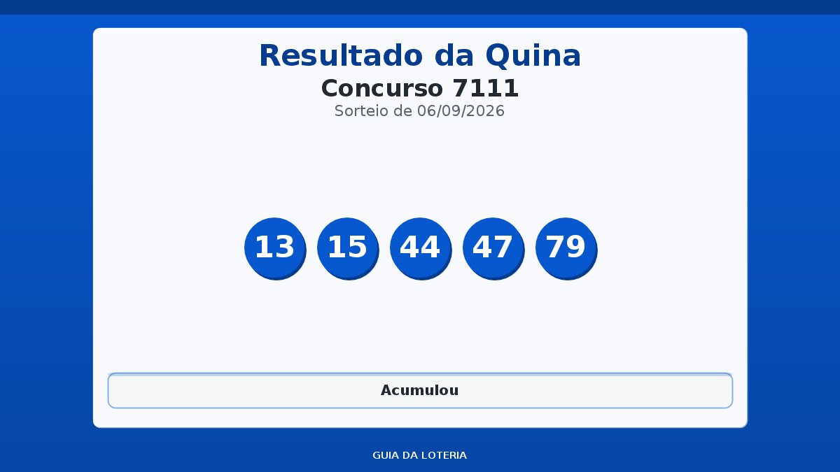 Resultado da Quina concurso 7111