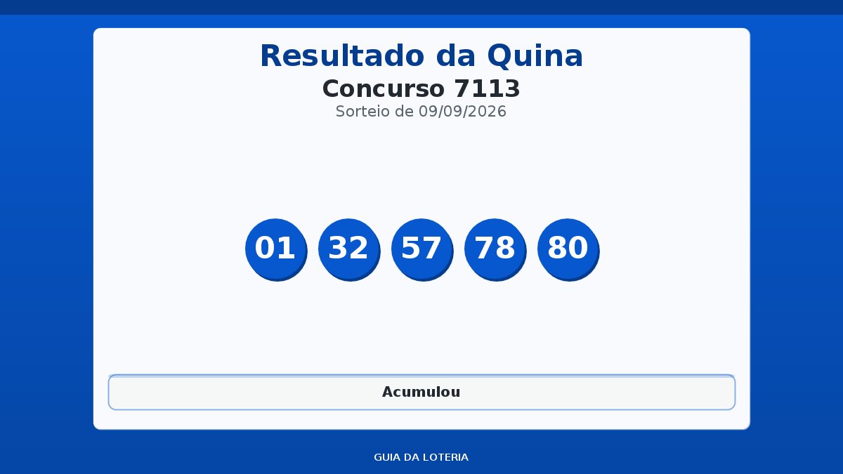Resultado da Quina concurso 7113